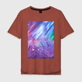 Мужская футболка хлопок Oversize с принтом Радужные кристаллы в Курске, 100% хлопок | свободный крой, круглый ворот, “спинка” длиннее передней части | 