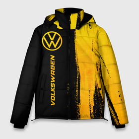 Мужская зимняя куртка 3D с принтом Volkswagen   gold gradient: по вертикали в Новосибирске, верх — 100% полиэстер; подкладка — 100% полиэстер; утеплитель — 100% полиэстер | длина ниже бедра, свободный силуэт Оверсайз. Есть воротник-стойка, отстегивающийся капюшон и ветрозащитная планка. 

Боковые карманы с листочкой на кнопках и внутренний карман на молнии. | Тематика изображения на принте: 