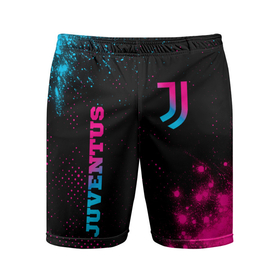 Мужские шорты спортивные с принтом Juventus   neon gradient: надпись, символ в Кировске,  |  | 