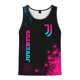 Мужская майка 3D с принтом Juventus   neon gradient: надпись, символ , 100% полиэстер | круглая горловина, приталенный силуэт, длина до линии бедра. Пройма и горловина окантованы тонкой бейкой | Тематика изображения на принте: 