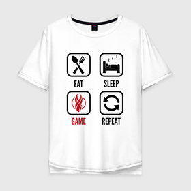 Мужская футболка хлопок Oversize с принтом Eat   sleep   Dead Space   repeat в Белгороде, 100% хлопок | свободный крой, круглый ворот, “спинка” длиннее передней части | 