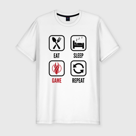 Мужская футболка хлопок Slim с принтом Eat   sleep   Dead Space   repeat в Белгороде, 92% хлопок, 8% лайкра | приталенный силуэт, круглый вырез ворота, длина до линии бедра, короткий рукав | 