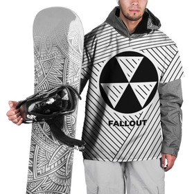 Накидка на куртку 3D с принтом Символ Fallout на светлом фоне с полосами в Курске, 100% полиэстер |  | 