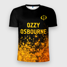 Мужская футболка 3D Slim с принтом Ozzy Osbourne   gold gradient: символ сверху в Кировске, 100% полиэстер с улучшенными характеристиками | приталенный силуэт, круглая горловина, широкие плечи, сужается к линии бедра | 