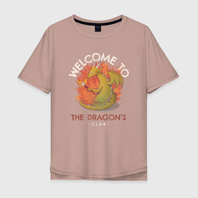 Мужская футболка хлопок Oversize с принтом Добро пожаловать в клуб драконов в Тюмени, 100% хлопок | свободный крой, круглый ворот, “спинка” длиннее передней части | 