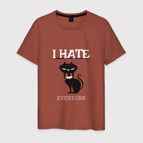 Мужская футболка хлопок с принтом I hate everyone   gothic в Тюмени, 100% хлопок | прямой крой, круглый вырез горловины, длина до линии бедер, слегка спущенное плечо. | 