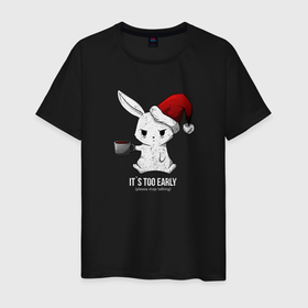Мужская футболка хлопок с принтом Bunny it s too early в Тюмени, 100% хлопок | прямой крой, круглый вырез горловины, длина до линии бедер, слегка спущенное плечо. | Тематика изображения на принте: 
