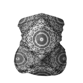 Бандана-труба 3D с принтом Ажурный кружевной узор пэчворк  Черно белые квадраты в Петрозаводске, 100% полиэстер, ткань с особыми свойствами — Activecool | плотность 150‒180 г/м2; хорошо тянется, но сохраняет форму | 