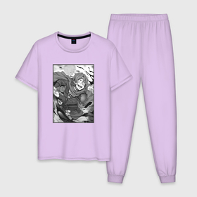 Мужская пижама хлопок с принтом Опасный Кэяру в Тюмени, 100% хлопок | брюки и футболка прямого кроя, без карманов, на брюках мягкая резинка на поясе и по низу штанин
 | 