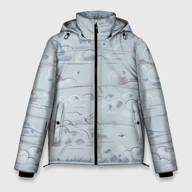 Мужская зимняя куртка 3D с принтом Полёт птиц ласточек в Тюмени, верх — 100% полиэстер; подкладка — 100% полиэстер; утеплитель — 100% полиэстер | длина ниже бедра, свободный силуэт Оверсайз. Есть воротник-стойка, отстегивающийся капюшон и ветрозащитная планка. 

Боковые карманы с листочкой на кнопках и внутренний карман на молнии. | 