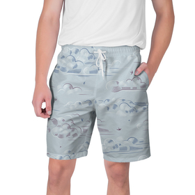 Мужские шорты 3D с принтом Полёт птиц ласточек в Тюмени,  полиэстер 100% | прямой крой, два кармана без застежек по бокам. Мягкая трикотажная резинка на поясе, внутри которой широкие завязки. Длина чуть выше колен | 