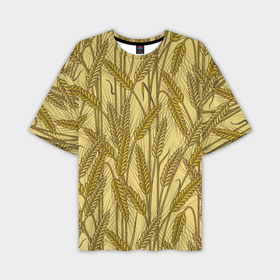 Мужская футболка OVERSIZE 3D с принтом Винтажные колоски пшеницы в Кировске,  |  | Тематика изображения на принте: 