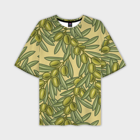 Мужская футболка OVERSIZE 3D с принтом Винтажные ветви оливок в Санкт-Петербурге,  |  | 