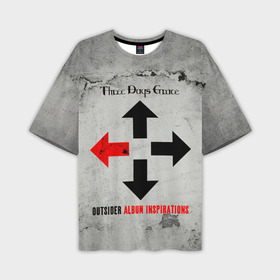 Мужская футболка OVERSIZE 3D с принтом Outsider Album Inspirations   Three Days Grace в Петрозаводске,  |  | Тематика изображения на принте: 