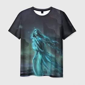 Мужская футболка 3D с принтом Halloween   женщина призрак на кладбище в Тюмени, 100% полиэфир | прямой крой, круглый вырез горловины, длина до линии бедер | 