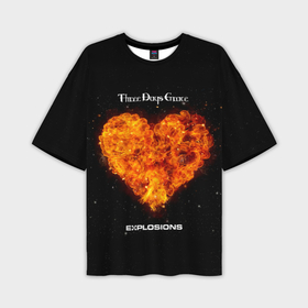 Мужская футболка OVERSIZE 3D с принтом Explosions   Three Days Grace в Петрозаводске,  |  | Тематика изображения на принте: 