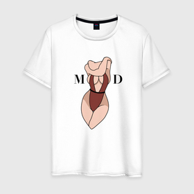 Мужская футболка хлопок с принтом Mood на груди в Екатеринбурге, 100% хлопок | прямой крой, круглый вырез горловины, длина до линии бедер, слегка спущенное плечо. | Тематика изображения на принте: 