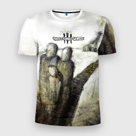 Мужская футболка 3D Slim с принтом Three Days Grace дебютный альбом в Петрозаводске, 100% полиэстер с улучшенными характеристиками | приталенный силуэт, круглая горловина, широкие плечи, сужается к линии бедра | Тематика изображения на принте: 