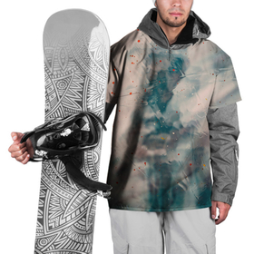Накидка на куртку 3D с принтом Абстрактные синие и белые краски в Петрозаводске, 100% полиэстер |  | 