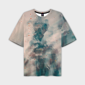 Мужская футболка OVERSIZE 3D с принтом Абстрактные синие и белые краски в Петрозаводске,  |  | 