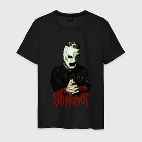 Мужская футболка хлопок с принтом Slipknot mask , 100% хлопок | прямой крой, круглый вырез горловины, длина до линии бедер, слегка спущенное плечо. | 