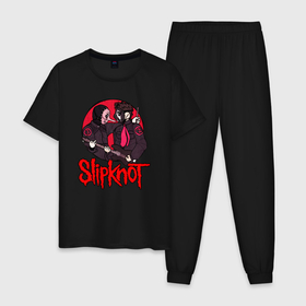 Мужская пижама хлопок с принтом Slipknot  rock в Санкт-Петербурге, 100% хлопок | брюки и футболка прямого кроя, без карманов, на брюках мягкая резинка на поясе и по низу штанин
 | 
