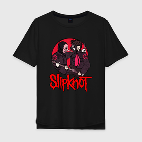 Мужская футболка хлопок Oversize с принтом Slipknot  rock в Кировске, 100% хлопок | свободный крой, круглый ворот, “спинка” длиннее передней части | 