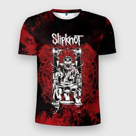 Мужская футболка 3D Slim с принтом Slipknot    скелет в Кировске, 100% полиэстер с улучшенными характеристиками | приталенный силуэт, круглая горловина, широкие плечи, сужается к линии бедра | 