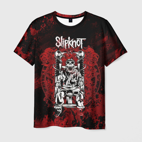 Мужская футболка 3D с принтом Slipknot    скелет в Кировске, 100% полиэфир | прямой крой, круглый вырез горловины, длина до линии бедер | 