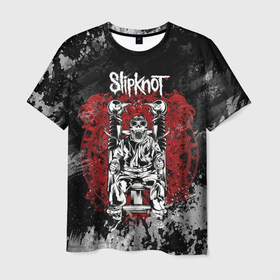 Мужская футболка 3D с принтом Slipknot  скелет в Кировске, 100% полиэфир | прямой крой, круглый вырез горловины, длина до линии бедер | 