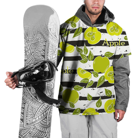 Накидка на куртку 3D с принтом Яблоки на чёрно белом фоне , 100% полиэстер |  | Тематика изображения на принте: 