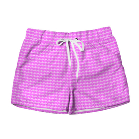 Женские шорты 3D с принтом много сердец розовое в Курске, 100% полиэстер | прямой крой, два кармана без застежек по бокам. Мягкая трикотажная резинка на поясе, внутри которой широкие завязки. Длина до середины бедра | 