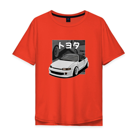 Мужская футболка хлопок Oversize с принтом Toyota Sera JDM Retro Design в Санкт-Петербурге, 100% хлопок | свободный крой, круглый ворот, “спинка” длиннее передней части | 