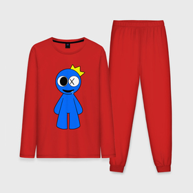 Мужская пижама с лонгсливом хлопок с принтом Радужные друзья Синий улыбается в Тюмени,  |  | Тематика изображения на принте: 