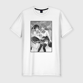 Мужская футболка хлопок Slim с принтом Нагиса Минасэ и Саки Саки   Мои девушки в Курске, 92% хлопок, 8% лайкра | приталенный силуэт, круглый вырез ворота, длина до линии бедра, короткий рукав | 