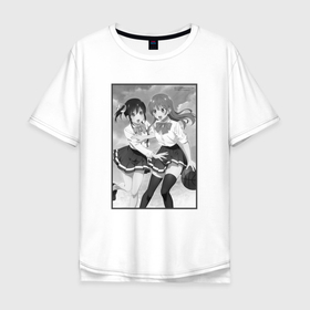 Мужская футболка хлопок Oversize с принтом Нагиса Минасэ и Саки Саки   Мои девушки в Курске, 100% хлопок | свободный крой, круглый ворот, “спинка” длиннее передней части | Тематика изображения на принте: 
