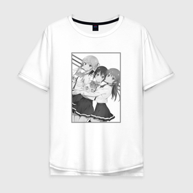 Мужская футболка хлопок Oversize с принтом Нагиса с Рикой и Саки   Мои девушки в Курске, 100% хлопок | свободный крой, круглый ворот, “спинка” длиннее передней части | Тематика изображения на принте: 