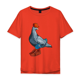 Мужская футболка хлопок Oversize с принтом Крутой голубь в Петрозаводске, 100% хлопок | свободный крой, круглый ворот, “спинка” длиннее передней части | 