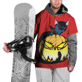 Накидка на куртку 3D с принтом Halloween   тыква и кот , 100% полиэстер |  | 