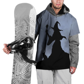 Накидка на куртку 3D с принтом Halloween   силуэт ведьмы с котом , 100% полиэстер |  | 