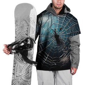 Накидка на куртку 3D с принтом Halloween   паутина на фоне мрачного неба в Тюмени, 100% полиэстер |  | 