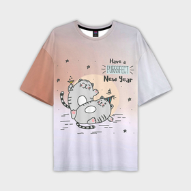 Мужская футболка OVERSIZE 3D с принтом Purrrfect New Year в Ухте,  |  | 