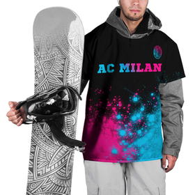 Накидка на куртку 3D с принтом AC Milan   neon gradient: символ сверху в Тюмени, 100% полиэстер |  | Тематика изображения на принте: 