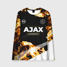 Мужской лонгслив 3D с принтом Ajax legendary sport fire , 100% полиэстер | длинные рукава, круглый вырез горловины, полуприлегающий силуэт | 