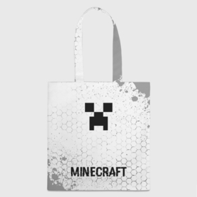 Шоппер 3D с принтом Minecraft glitch на светлом фоне: символ, надпись в Кировске, 100% полиэстер | Плотность: 200 г/м2; Размер: 34×35 см; Высота лямок: 30 см | 