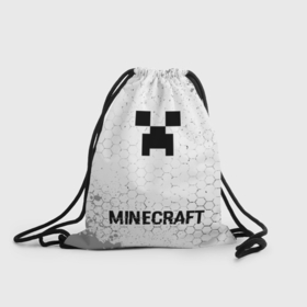 Рюкзак-мешок 3D с принтом Minecraft glitch на светлом фоне: символ, надпись в Тюмени, 100% полиэстер | плотность ткани — 200 г/м2, размер — 35 х 45 см; лямки — толстые шнурки, застежка на шнуровке, без карманов и подкладки | 
