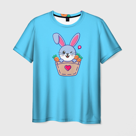 Мужская футболка 3D с принтом Кролик Символ года 2023 в Кировске, 100% полиэфир | прямой крой, круглый вырез горловины, длина до линии бедер | 