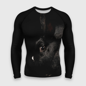 Мужской рашгард 3D с принтом Чёрный большой кролик ,  |  | Тематика изображения на принте: 