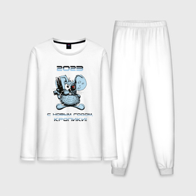 Мужская пижама хлопок (с лонгсливом) с принтом Кролик  Терминатор 2023 в Курске,  |  | Тематика изображения на принте: 