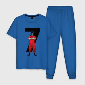 Мужская пижама хлопок с принтом Slipknot Семерка в Екатеринбурге, 100% хлопок | брюки и футболка прямого кроя, без карманов, на брюках мягкая резинка на поясе и по низу штанин
 | 
